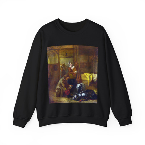 HOOCH, Pieter de - A Man with Dead Birds, and Other Figures, in a Stable (Artwork) Crewneck Sweatshirt