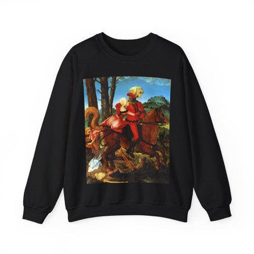 BALDUNG GRIEN, Hans - allegory -The Knight, the Young Girl, and Death (Artwork) Crewneck Sweatshirt