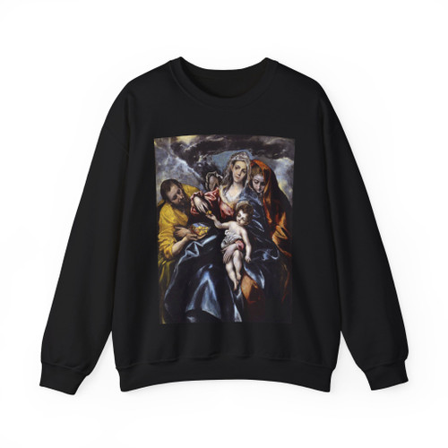 GRECO, El -1596-1600- The Holy Family with St Mary Magdalen (Artwork) Crewneck Sweatshirt