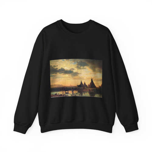 BIERSTADT, Albert - View of Chimney Rock Ogalillalh Sioux Village in Foreground (Artwork) Crewneck Sweatshirt