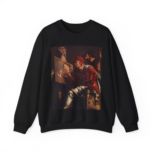 HEEMSKERCK, Maerten van - St Luke Painting the Virgin and Child (detail) (Artwork) Crewneck Sweatshirt