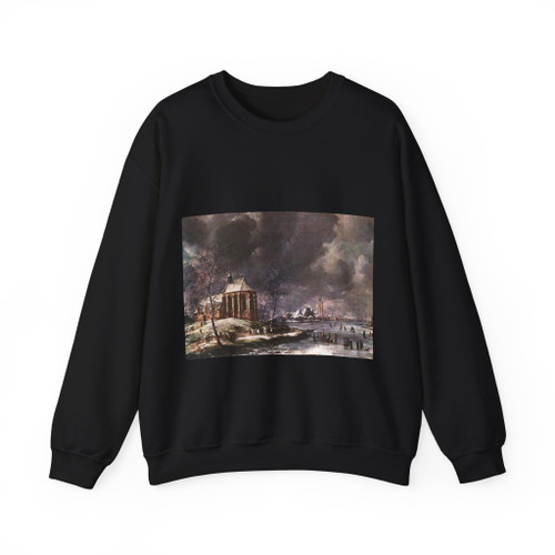 BEERSTRATEN, Jan Abrahamsz - Village of Nieukoop in Winter with Child Funeral (Artwork) Crewneck Sweatshirt