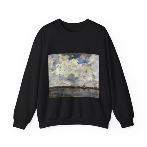 MARIS, Jacob - A Windmill and Houses beside Water - Stormy Sky (Artwork) Crewneck Sweatshirt