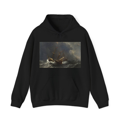 VELDE, Willem van de, the Younger - Three Ships in a Gale (Artwork) Hoodie