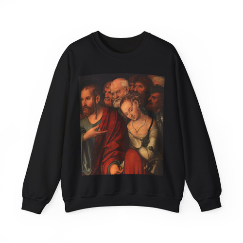 CRANACH, Lucas the Younger - Christ and the Fallen Woman (detail) (Artwork) Crewneck Sweatshirt