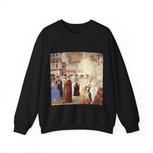 GOZZOLLI, Benozzo - Scenes with St Ambrose (scene 9, north wall) (Artwork) Crewneck Sweatshirt