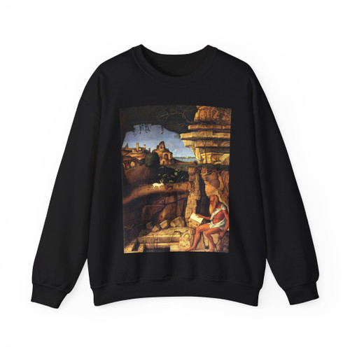 BELLINI, Giovanni - 1500-09 - St Jerome Reading in the Countryside (Artwork) Crewneck Sweatshirt