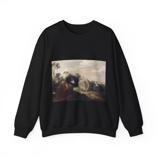 HONDECOETER, Gillis Claesz. d' - Cattle Resting in a Dune Landscape (Artwork) Crewneck Sweatshirt