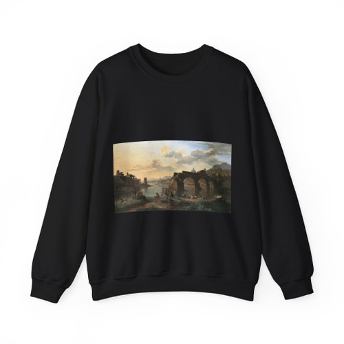 HEUSCH, Jacob de - River View with the Ponte Rotto (Artwork) Crewneck Sweatshirt