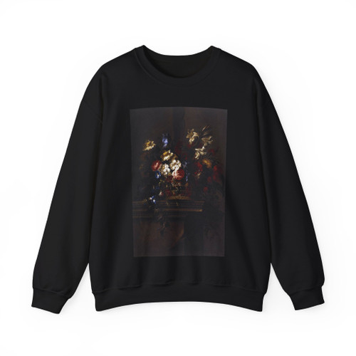 ARELLANO, Juan de - Basket of Flowers on a Plinth (Artwork) Crewneck Sweatshirt