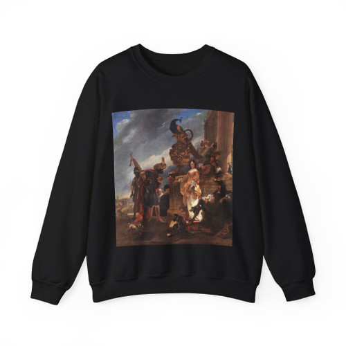 BERCHEM, Nicolaes - Merchant Receiving a Moor in the Harbour (Artwork) Crewneck Sweatshirt