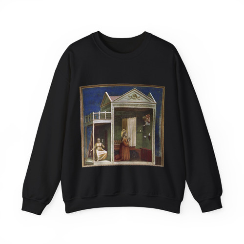 GIOTTO di Bondone - 3. Annunciation to St Anne (Artwork) Crewneck Sweatshirt