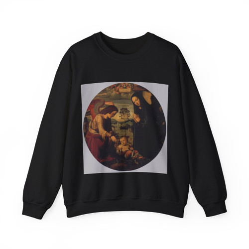 ALBERTINELLI, Mariotto - Adoration of the Child with Angel (Artwork) Crewneck Sweatshirt