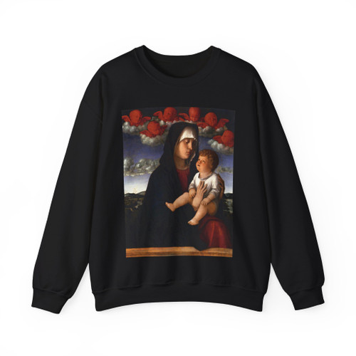 BELLINI, Giovanni - 1480-89 - Madonna of Red Cherubs (Artwork) Crewneck Sweatshirt