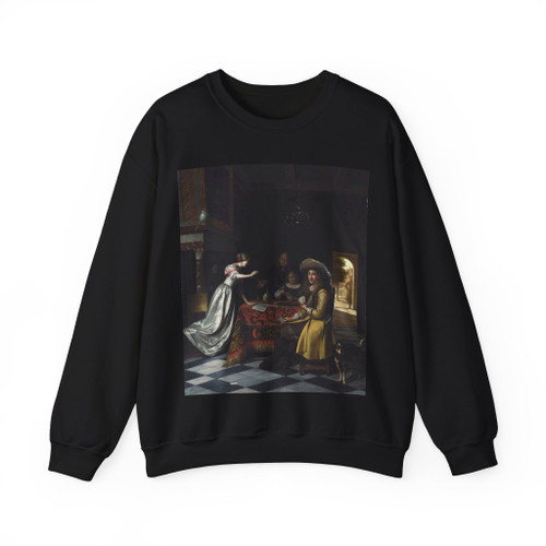 HOOCH, Pieter de - Card Players at a Table (Artwork) Crewneck Sweatshirt