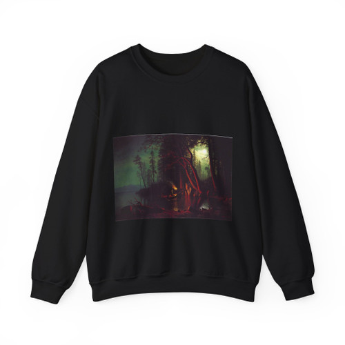 BIERSTADT, Albert - Lake Tahoe Spearing Fish by Torchlight (Artwork) Crewneck Sweatshirt