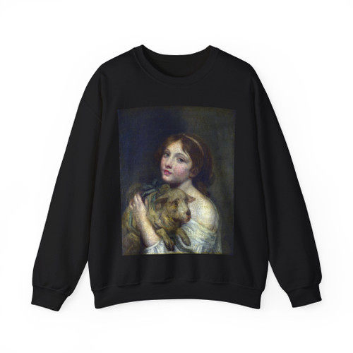 GREUZE, Jean-Baptiste - A Girl with a Lamb (Artwork) Crewneck Sweatshirt
