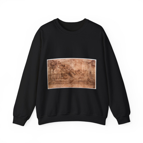 LEONARDO da Vinci - Perspectival study of the Adoration of the Magi (Artwork) Crewneck Sweatshirt