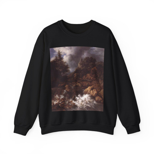 RUISDAEL, Jacob Isaackszon van - Waterfall in a Mountainous Northern Landscape (Artwork) Crewneck Sweatshirt