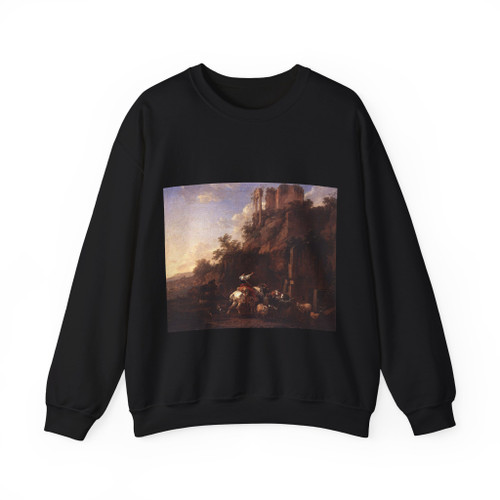 BERCHEM, Nicolaes - Rocky Landscape with Antique Ruins (Artwork) Crewneck Sweatshirt