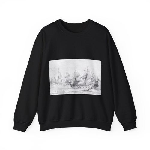 PUGET, Pierre -graphics- Two Vessels under Sail (Artwork) Crewneck Sweatshirt