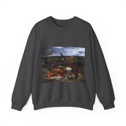 DELACROIX, EUGENE - Still-Life with Lobster (Artwork) Crewneck Sweatshirt