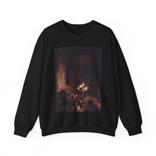 POEL, Egbert van der - Celebration by Torchlight on the Oude Delft (Artwork) Crewneck Sweatshirt