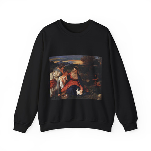 TIZIANO Vecellio - Madonna and Child with St Catherine and a Rabbit (Artwork) Crewneck Sweatshirt