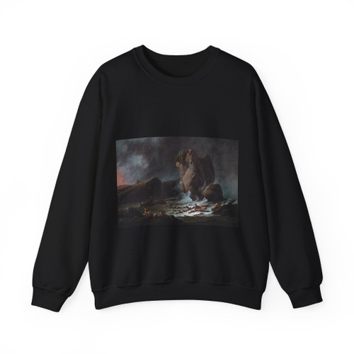 PILLEMENT, Jean-Baptiste - Shipwrecked Sailors Coming Ashore (Artwork) Crewneck Sweatshirt