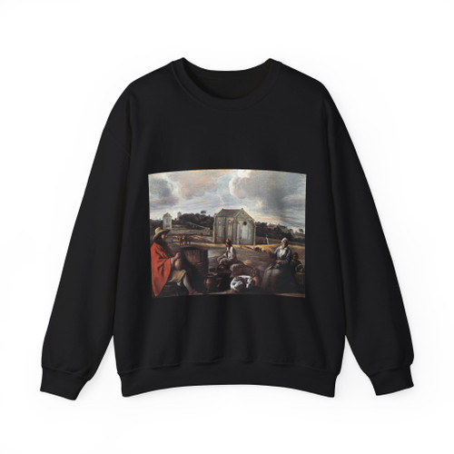 LE NAIN brothers - Landscape with Peasants and a Chapel (Artwork) Crewneck Sweatshirt