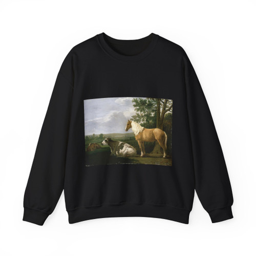 CALRAET, Abraham van - A Horse and Cows in a Landscape (Artwork) Crewneck Sweatshirt