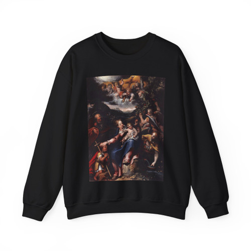 CALVAERT, Denys - The Holy Family with the Infant St John the Baptist in a Landscape (Artwork) Crewneck Sweatshirt