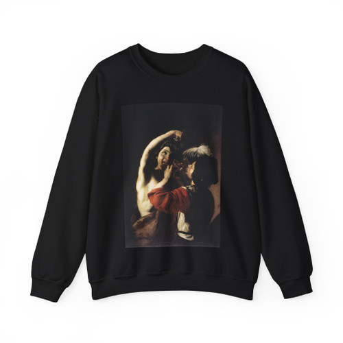 MANFREDI, Bartolomeo - Bacchus and a Drinker (Artwork) Crewneck Sweatshirt