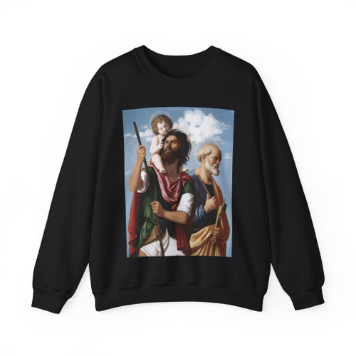 CIMA da Conegliano - St Christopher with the Infant Christ and St Peter (Artwork) Crewneck Sweatshirt
