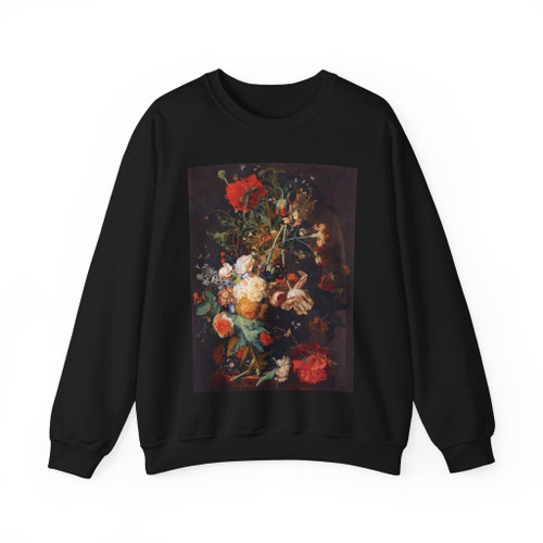 HUYSUM, Jan van - Vase of Flowers in a Niche (Artwork) Crewneck Sweatshirt