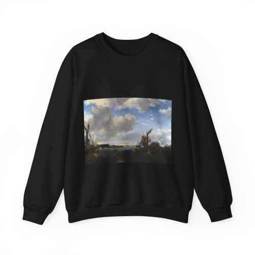 CAPPELLE, Jan van de - A River Scene with a Dutch Yacht firing a Salute (Artwork) Crewneck Sweatshirt