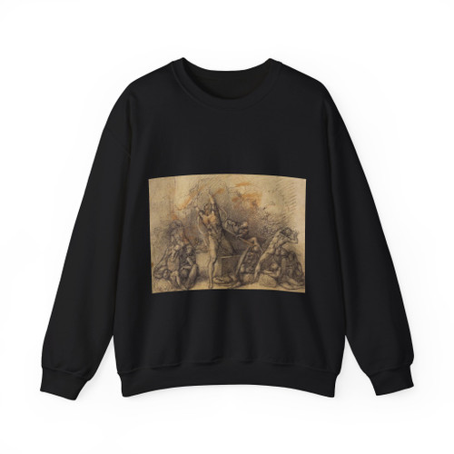 MICHELANGELO, Buonarroti -Drawing--Crucifix, Pieta- Resurrection (Artwork) Crewneck Sweatshirt