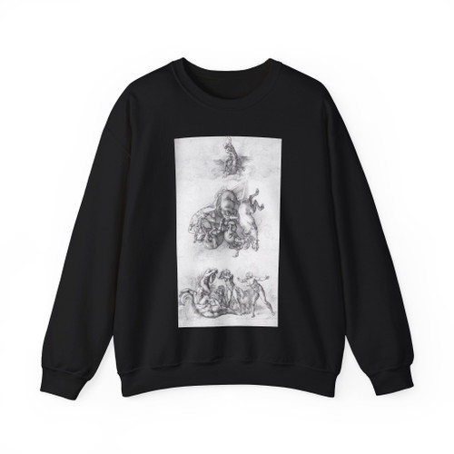 MICHELANGELO, Buonarroti -Drawing--Drawing- 1cavali3 (Artwork) Crewneck Sweatshirt
