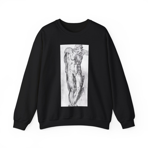 MICHELANGELO, Buonarroti -Drawing--Drawing- nude_man (Artwork) Crewneck Sweatshirt