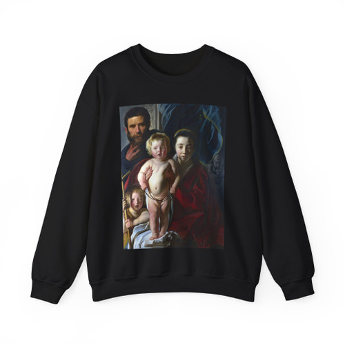 JORDAENS, Jacob - The Holy Family and Saint John the Baptist (Artwork) Crewneck Sweatshirt