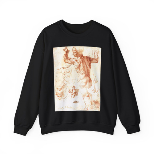 MICHELANGELO, Buonarroti -Sistine Chapel-Study for the Libyan Sibyl (Artwork) Crewneck Sweatshirt