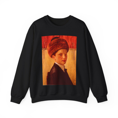 KAUFMANN, Isidor - Portrait Of A Young Chassidic Boy (Artwork) Crewneck Sweatshirt