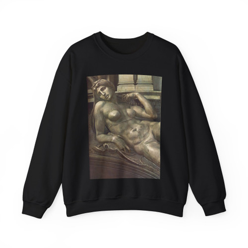 MICHELANGELO, Buonarroti -Medicis- Dawn (detail) (Artwork) Crewneck Sweatshirt