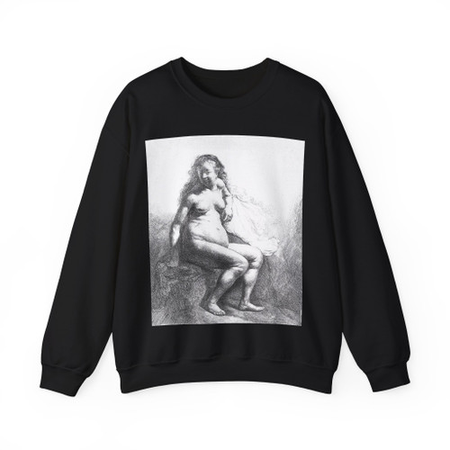 REMBRANDT Harmenszoon van RIJN - Seated Female Nude (Artwork) Crewneck Sweatshirt