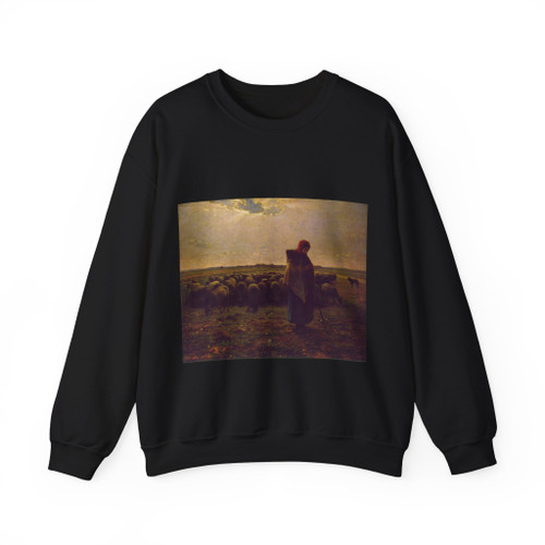 MILLET, Jean-Francois - Shepherdess with Her Flock (Artwork) Crewneck Sweatshirt