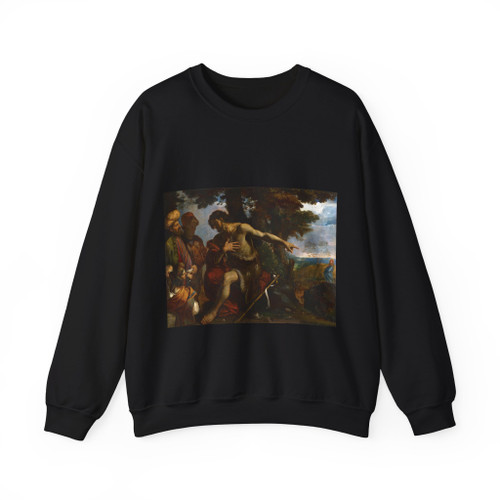 MOLA, Pier Francesco - Saint John the Baptist preaching in the Wilderness (Artwork) Crewneck Sweatshirt