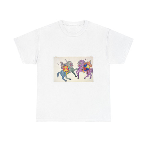 Frederick Gokliz - Two men with shields on rearing horses (Native Americans in Art) T-Shirt