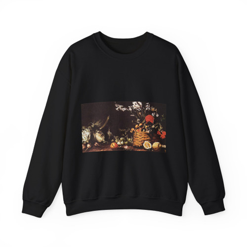 SALINI, Tommaso - Still-Life with Vegetable, Fruit, and Flowers (Artwork) Crewneck Sweatshirt