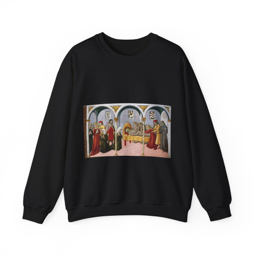 SANO di Pietro - Donna Perna Being Cured on Approaching St Bernardino's Body (Artwork) Crewneck Sweatshirt