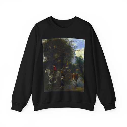 SIBERECHTS, Jan - A Cowherd passing a Horse and Cart in a Stream (Artwork) Crewneck Sweatshirt